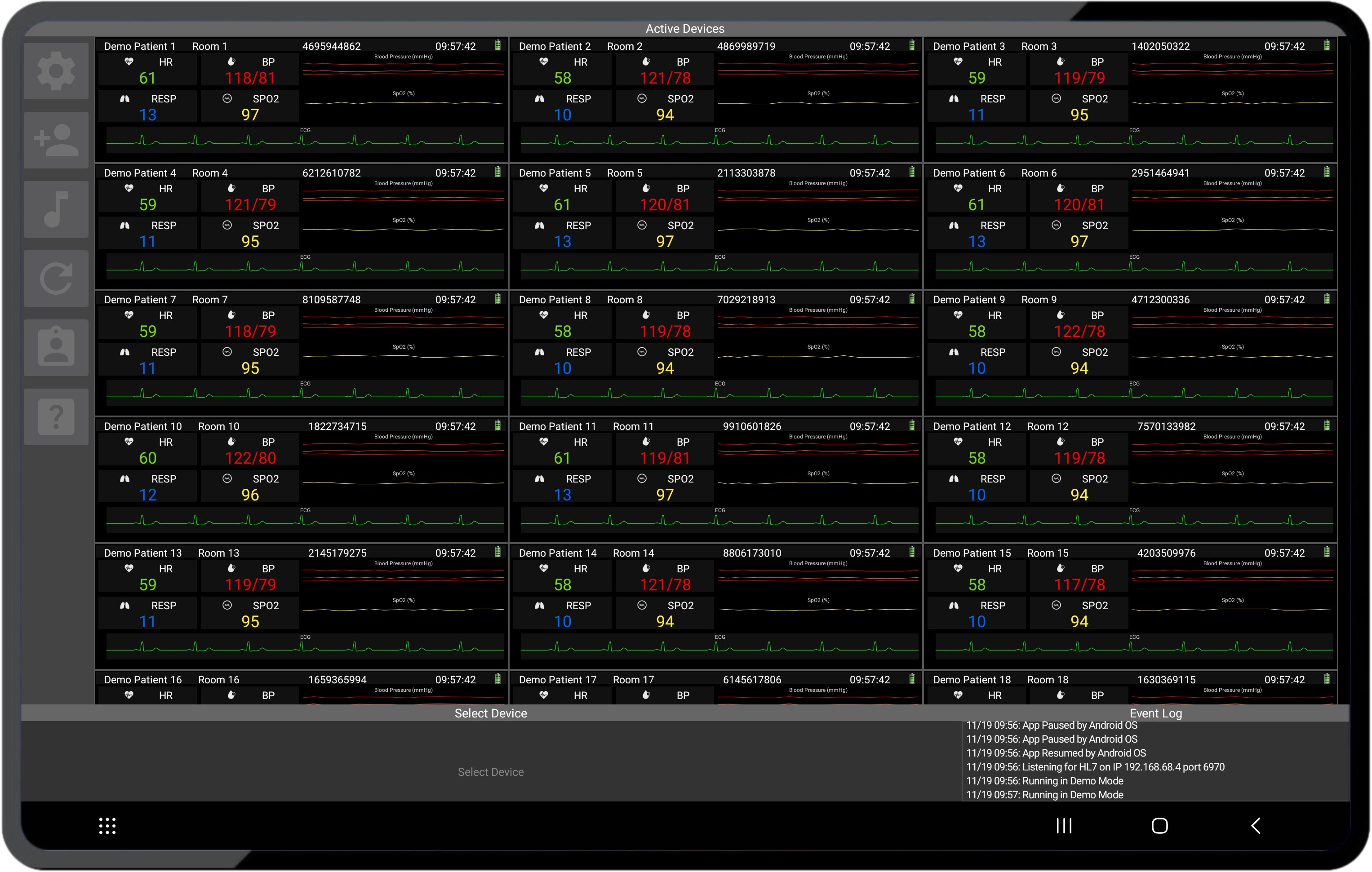 VitalStation on tablet